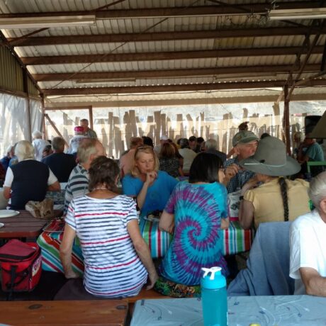 Residents attending a lively community event with games and activities