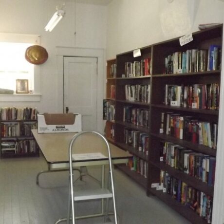 Cozy lending library filled with books and reading materials